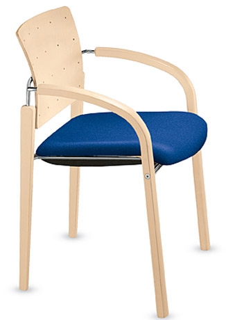 Немецкое кресло для семинаров на четырех ножках из дерева спинка бук  EN 25310